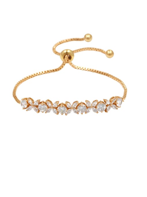 011 genuine gold Copper With Cubic Zirconia Fashion Flower  adjustable Bracelets