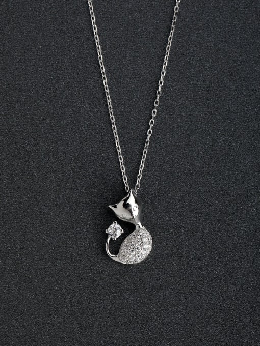 Lin Liang Micro inlay Cat 925 Silver Necklaces 0