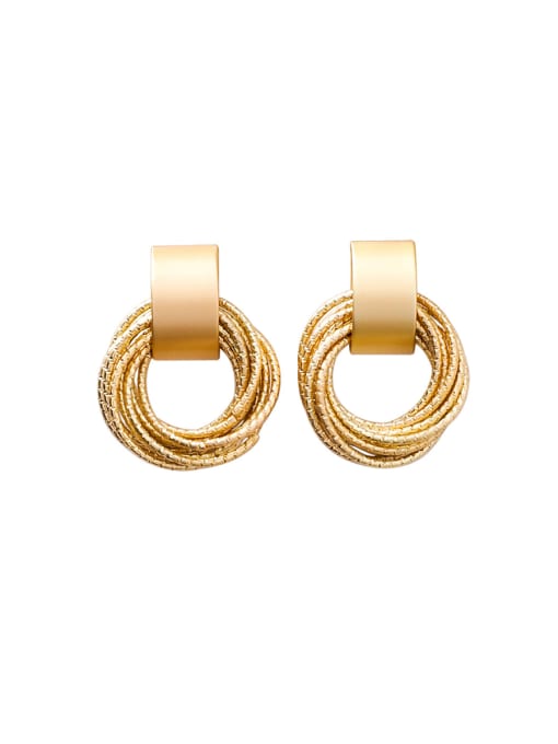 Girlhood Alloy With Gold Plated Personality geometric Round Stud Earrings 0