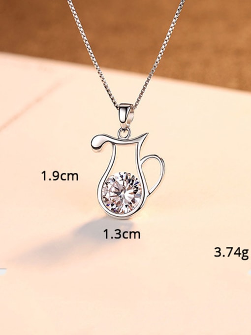 Aquarius 925 Sterling Silver With  Cubic Zirconia Cute 12 constellations Necklaces