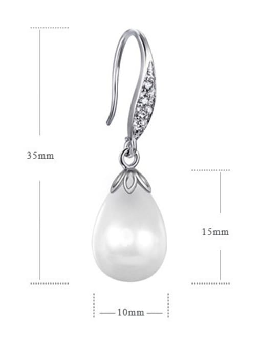 BLING SU Copper With Platinum Plated Fashion Water Drop  Pearl  Hook Earrings 2