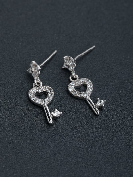 Lin Liang Inlaid Rhinestone Lock key 925 silver Stud earrings