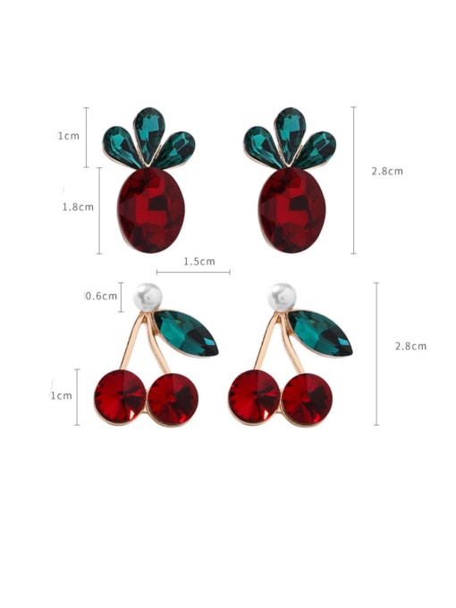 Girlhood Alloy With Rose Gold Plated Fashion Friut Cherry Pineapple Stud Earrings 4
