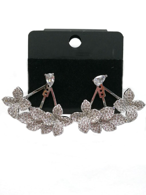 Tabora GODKI Luxury Women Wedding Dubai Copper With White Gold Plated Fashion Leaf Earrings
