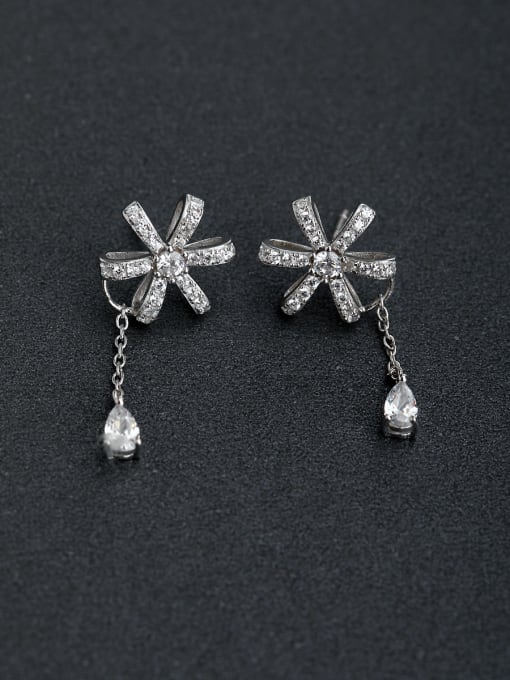 Lin Liang Micro inlay Zircon Flower 925 silver Drop Earrings 0