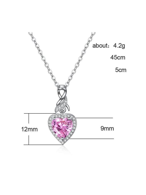 MATCH Copper with Cubic Zirconia  pink Heart Necklace 1