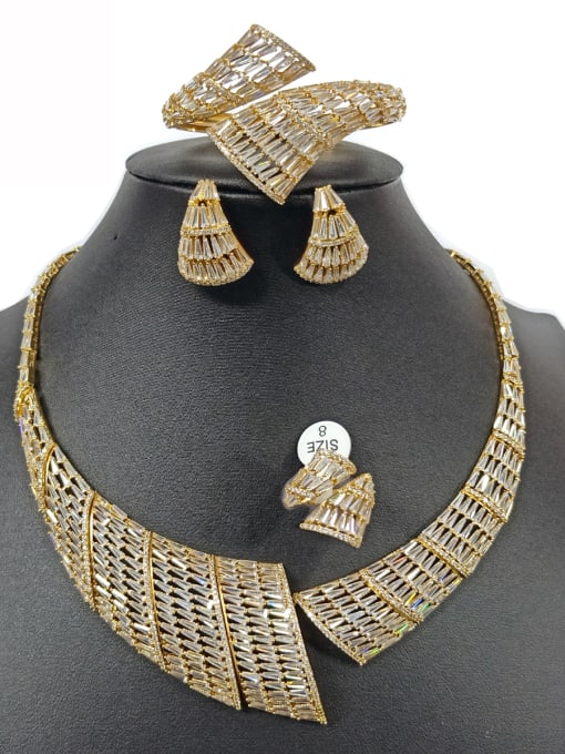 Tabora GODKI Luxury Women Wedding Dubai Copper With Gold Plated Exaggerated Geometric Jewelry Sets 0
