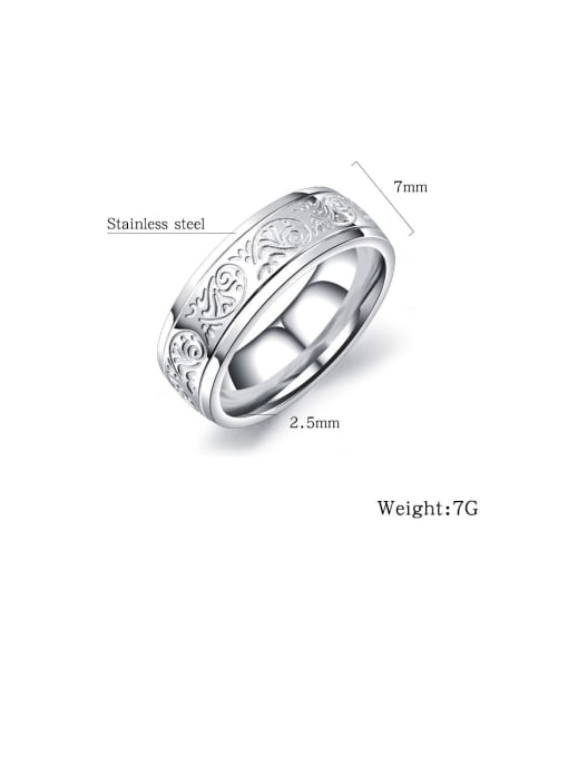 Open Sky Titanium With  Fashion Retro  Pattern Mens Band Rings 3