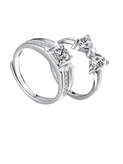 sliver 925 Sterling Silver With Cubic Zirconia Fashion Lovers Free Size Rings