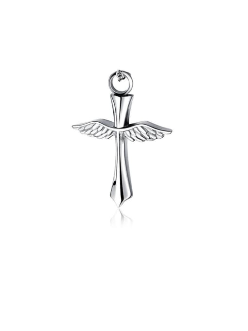 Single Pendant 316L Surgical Steel With Platinum Plated Personality Angel Wings Cross Men's  Pendants