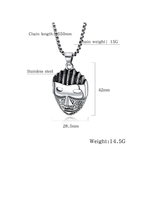 Open Sky Titanium With Antique Silver Plated Punk Irregular Mask  Pendants