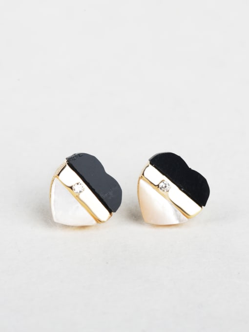 ANI VINNIE Shell heart zircon cuff earrings 0