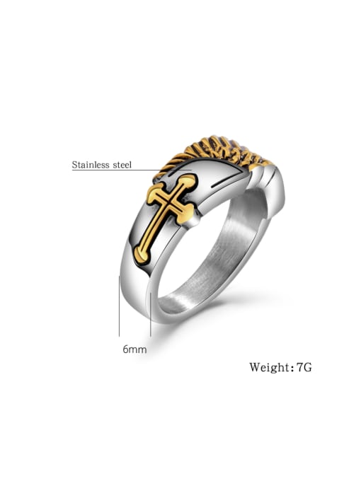 Open Sky Stainless Steel With White Gold Plated Rock Cross Men Rings 2