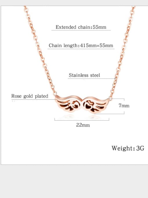 Open Sky Stainless Steel With Rose Gold Plated Fashion Angel wings Necklaces 3