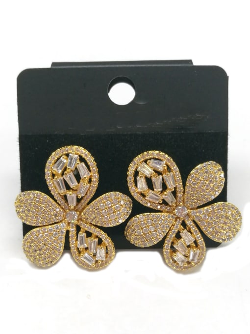 Tabora GODKI Luxury Women Wedding Dubai Copper With Gold Plated Delicate Flower Earrings 0