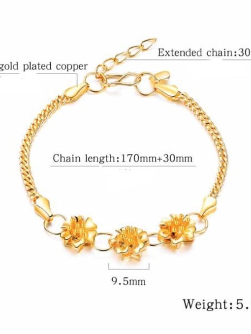 Open Sky Copper With Gold Plated Delicate Flower Wedding Bracelets 2