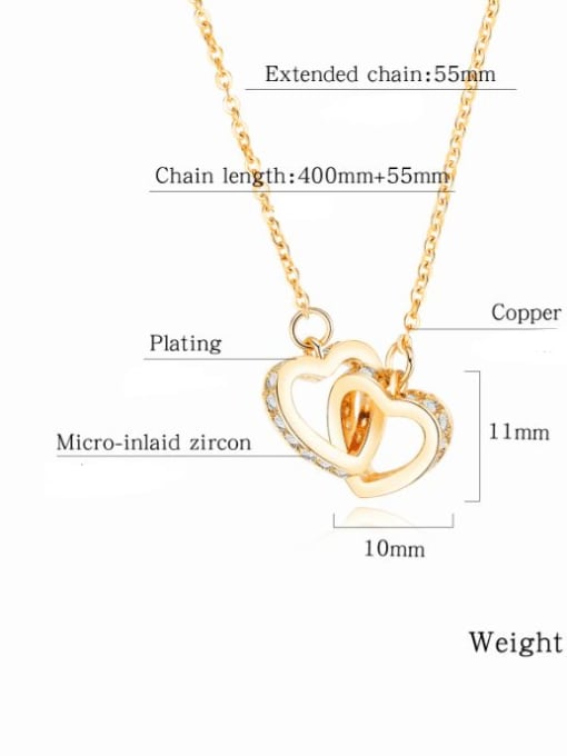 Open Sky Copper With Gold Plated Fashion with two heart Necklaces 3