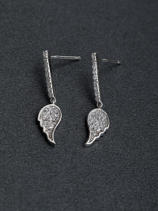 Lin Liang Elegant Micro inlay Zircon Angel Wings 925 silver Stud earrings