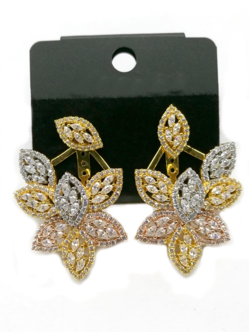 Tabora GODKI Luxury Women Wedding Dubai Copper With Gold Plated Fashion Leaf Earrings 0