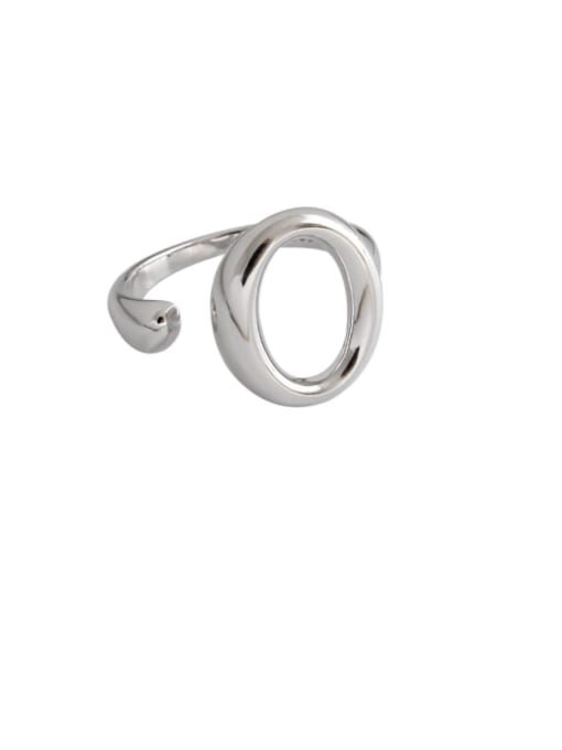 DAKA 925 Sterling Silver With Platinum Plated Simplistic Hollow Round Free Size Rings