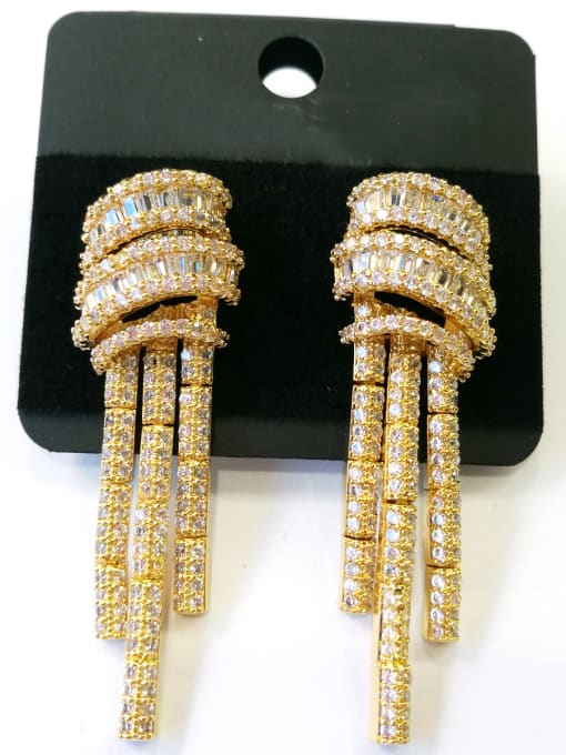 Tabora GODKI Luxury Women Wedding Dubai Copper With Gold Plated Trendy Fringe Earrings 0