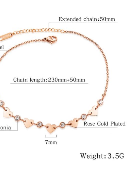 Open Sky Stainless Steel With Rose Gold Plated Fashion Heart Anklets 2