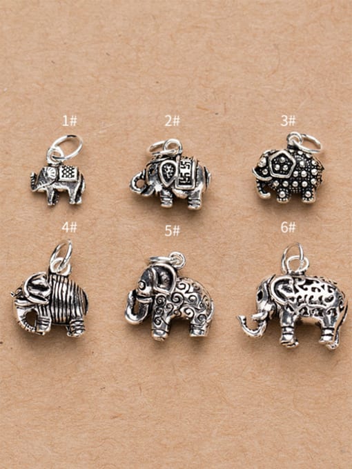 FAN Thai Silver With Antique Silver Plated Vintage Animal Elephant Charms 3