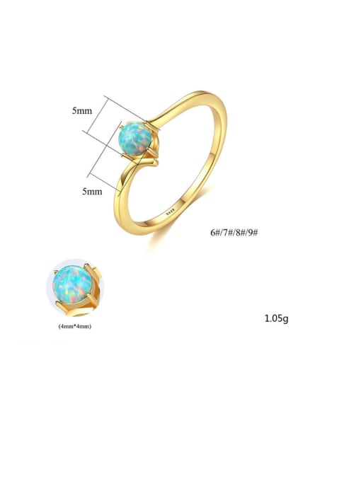 CCUI 925 Sterling Silver With Opal Simplistic Round Band Rings 4