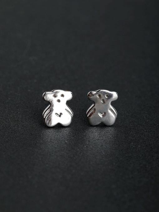 Lin Liang Simple fashion bear 925 silver Stud earrings 0