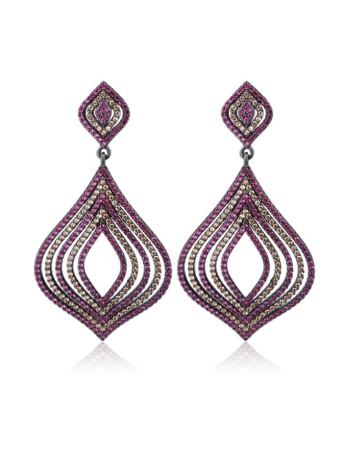 ROSS Copper With Cubic Zirconia Luxury Geometric Cluster Earrings 0