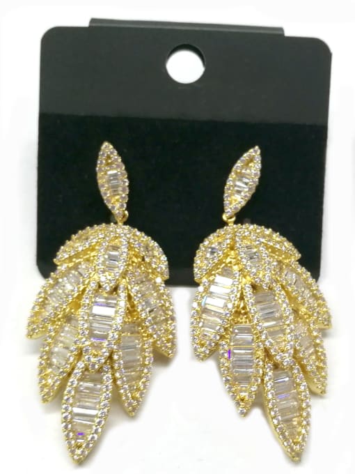 Tabora GODKI Luxury Women Wedding Dubai Copper With Gold Plated Fashion Leaf Earrings