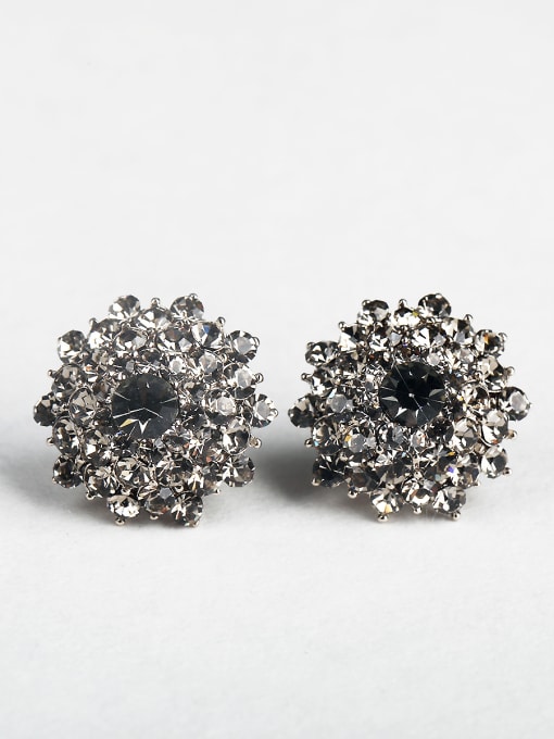 ANI VINNIE Black zircon Round Cluster Earrings