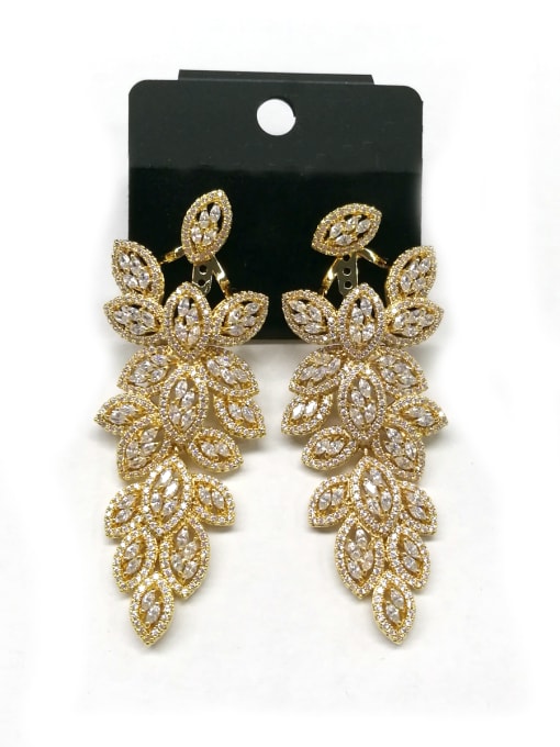 Tabora GODKI Luxury Women Wedding Dubai Copper With Gold Plated Classic Leaf Earrings 0