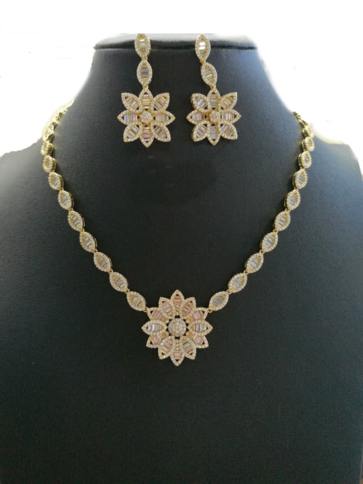 Tabora GODKI Luxury Women Wedding Dubai Copper With Gold Plated Fashion Flower 2 Piece Jewelry Set 0