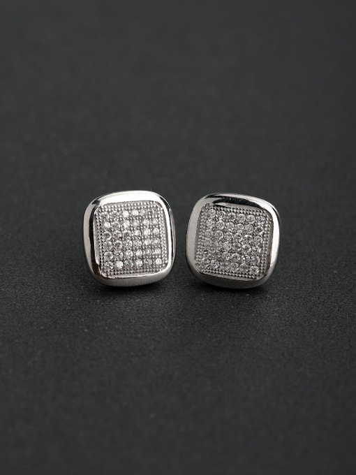Lin Liang Inlaid Rhinestone Prism 925 silver Stud earrings 0