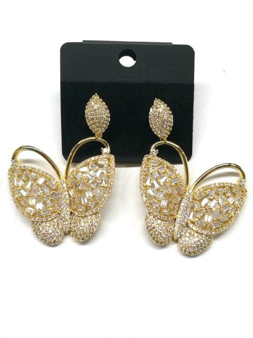Tabora GODKI Luxury Women Wedding Dubai Copper With Gold Plated Trendy Butterfly Earrings 0