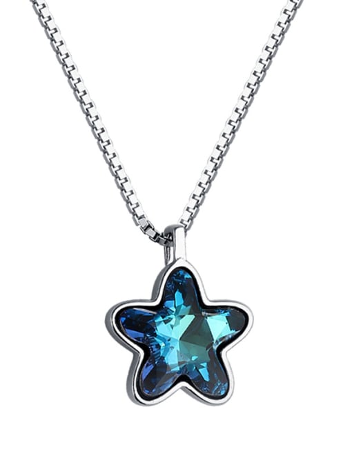 sliver 925 Sterling Silver With Cubic Zirconia Simplistic Star Necklaces