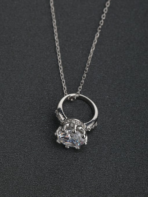 Lin Liang Inlaid zircon Ring Pendant  925 silver necklaces 0