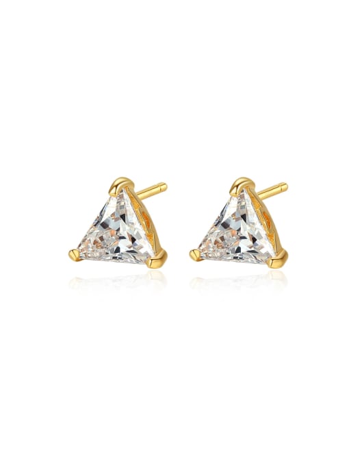 BLING SU Copper With 18k Gold Plated Simplistic Triangle Stud Earrings 4