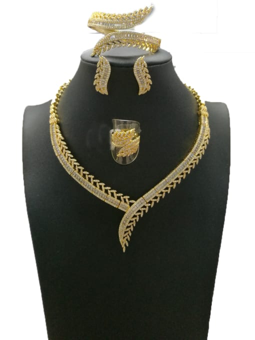Tabora GODKI Luxury Women Wedding Dubai Copper With Gold Plated Fashion Fringe 4 Piece Jewelry Set