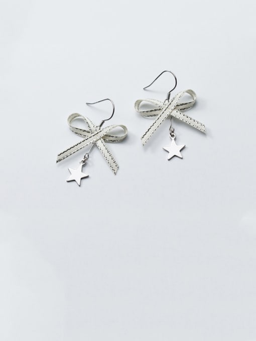 Rosh 925 Sterling Silver With Platinum Plated Cute Bowknot Hook Earrings 2