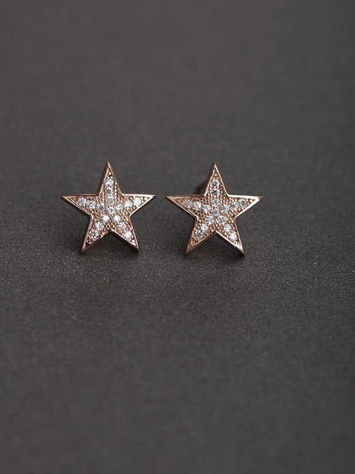 Lin Liang Micro inlay Zircon star rose gold 925 silver Stud earrings 0