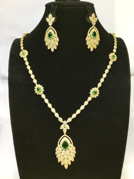 Tabora GODKI Luxury Women Wedding Dubai Copper With MIX Plated Trendy Leaf 2 Piece Jewelry Set 1