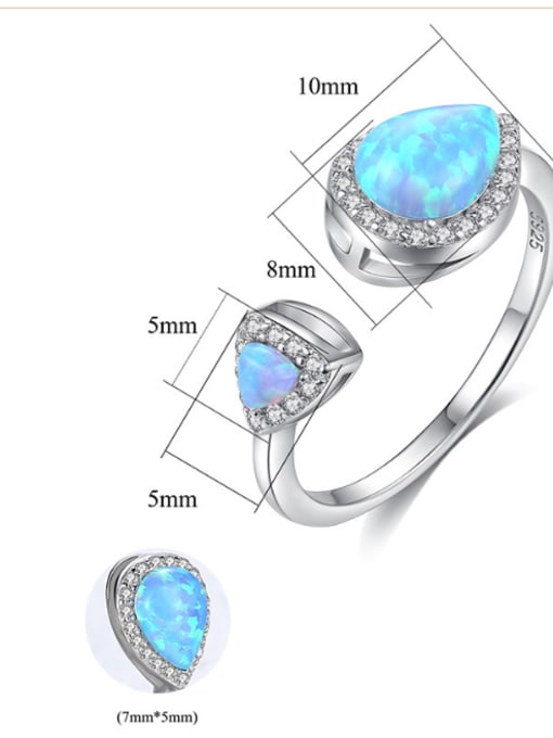 CCUI 925 Sterling Silver With Personality Water Drop Free size Rings 4