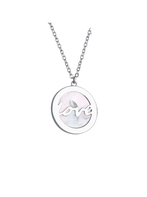 sliver 925 Sterling Silver With Shell Simplistic Round LOVE Necklaces