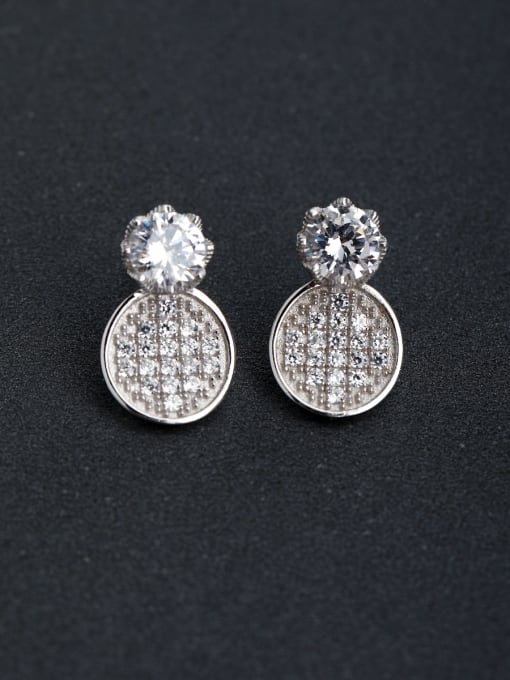Lin Liang Bling bling zircon Gold and silver color 925 silver Stud earrings 0