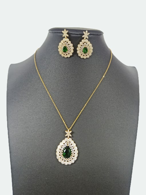 Tabora GODKI Luxury Women Wedding Dubai Copper With Gold Plated Fashion Water Drop 2 Piece Jewelry Set 0