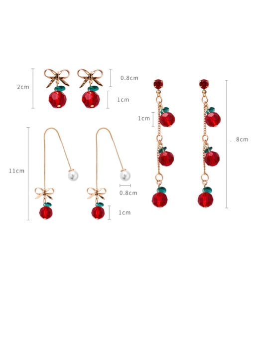 Girlhood Alloy With Rose Gold Plated Fashion Round  Cherry Bow Tassel Earrings 3