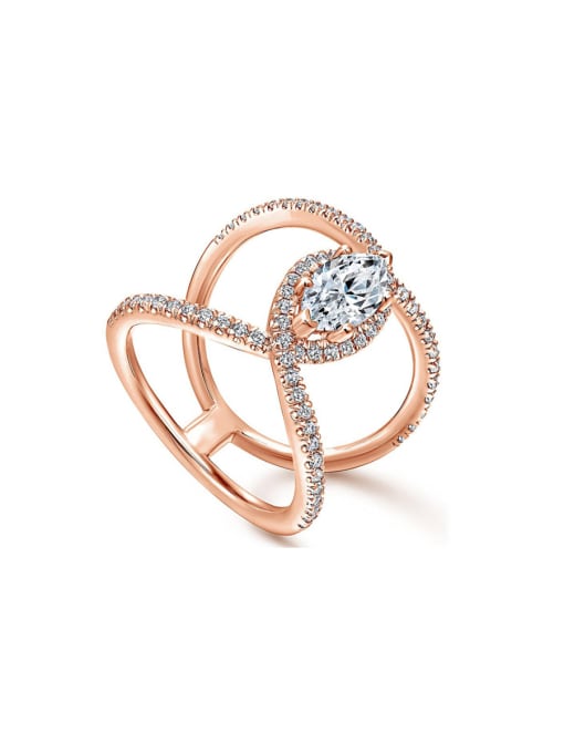 MATCH Copper With Rose Gold Plated Cubic Zirconia Statement Rings 0