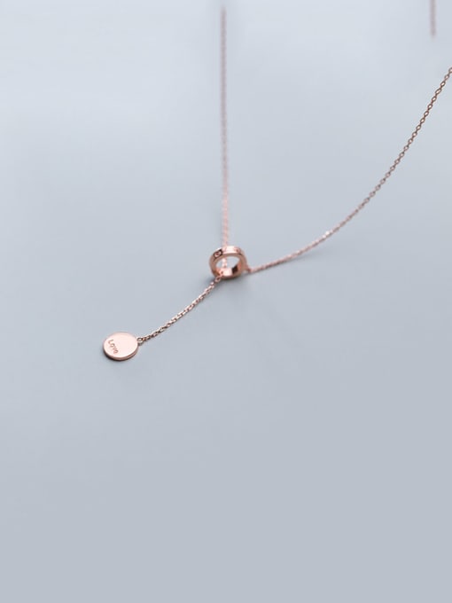 rose 925 Sterling Silver With Glossy Simplistic Round Necklaces